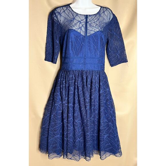 Monique Lhullier Navy Lines Dress 8 - Picture 4 of 14